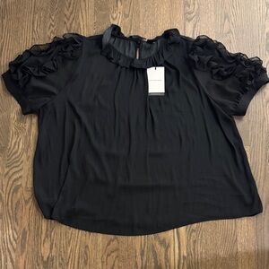 Who What Wear Black Ruffle Sleeve Blouse